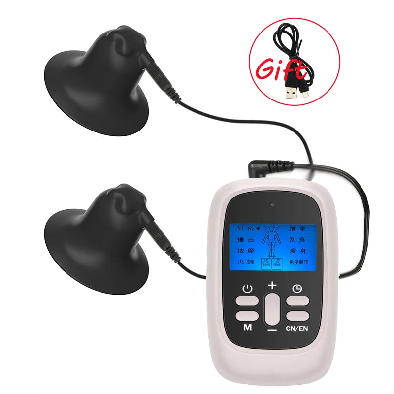 Electric Shock Nipple Sucker Enlarger Nipple Clamp Pussy Pump Clit Clip Vacuum Stimulate Breast Enlarger Sextoy For Women Men SM