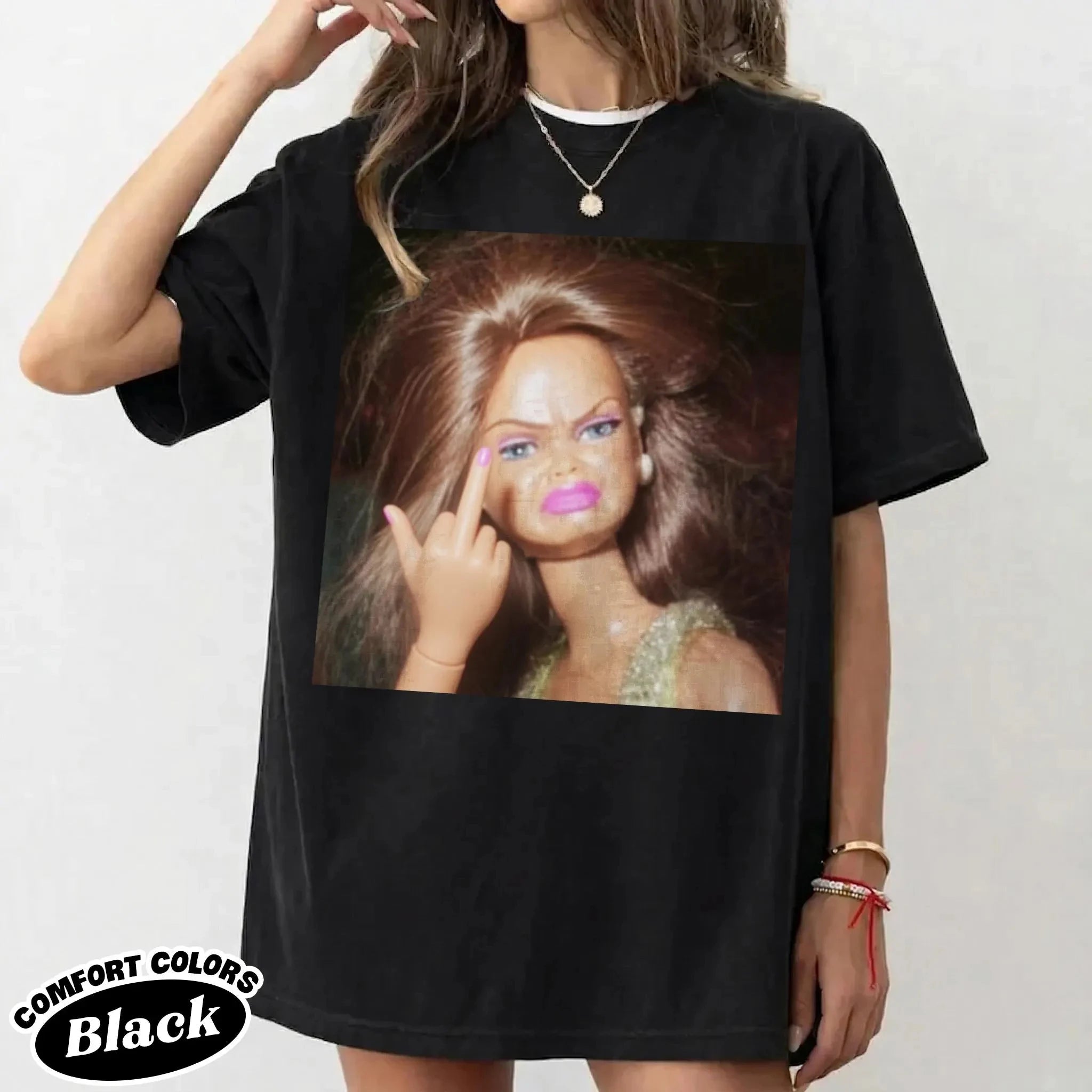 2026 Summer Women's Vintage Funny Doll  Meme T-Shirt Sweat-wicking and Breathable Tee Streetwear Oversized Loose Casual