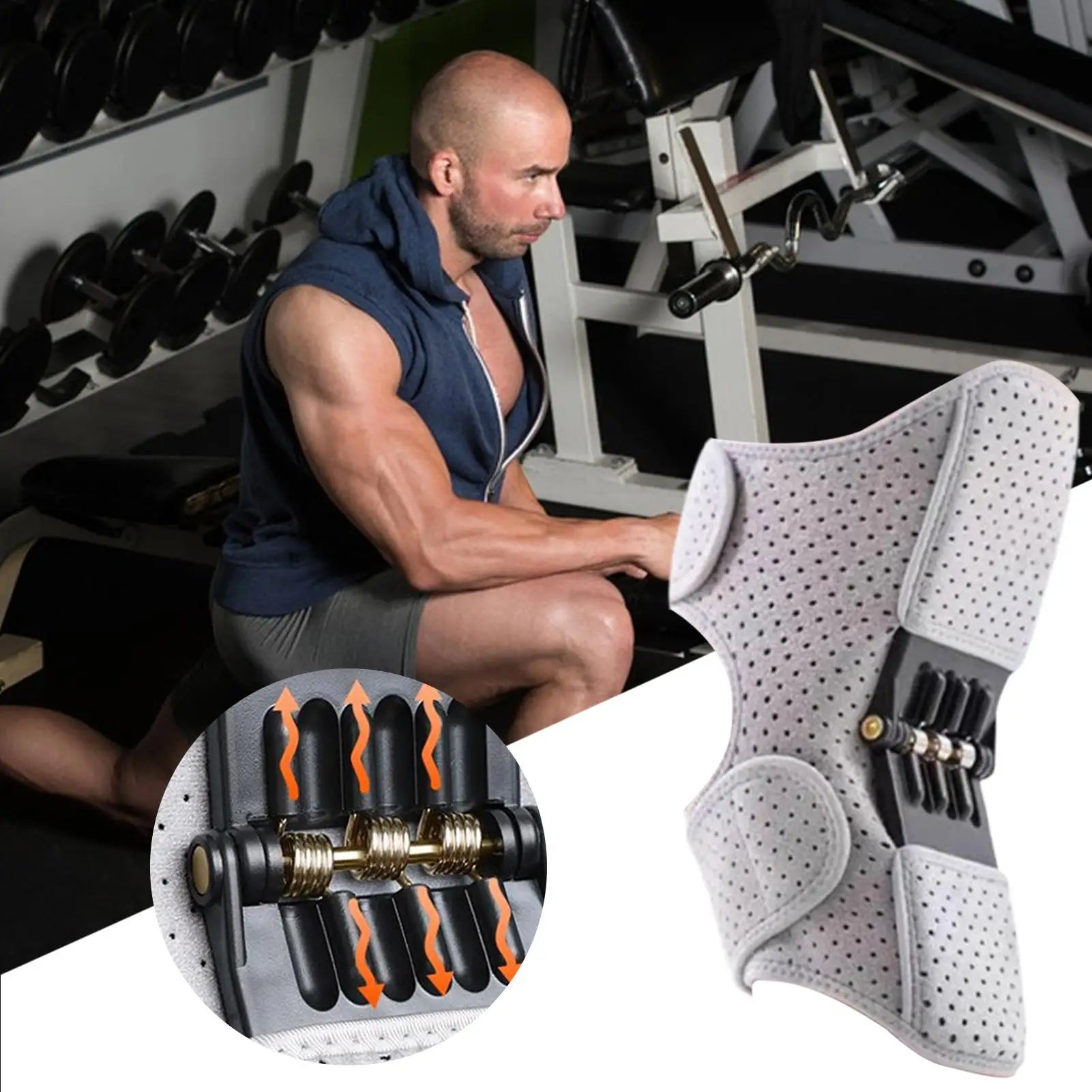 Knee Assistive Device Knee Powerful Brace Joint Support Booster Adjustable Patella Pad Wrap Breathable For Walking Sports Legs