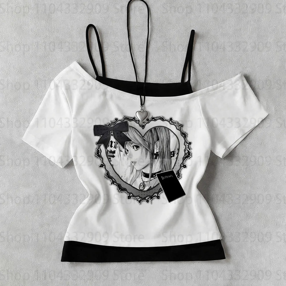 Woman T-shirts Women's Clothing 2026 Trend Baby Tees Y2k Tops 90s Clothes Vintage Trashy Y2k 2000s Goth Kpop Crop Top Women Emo