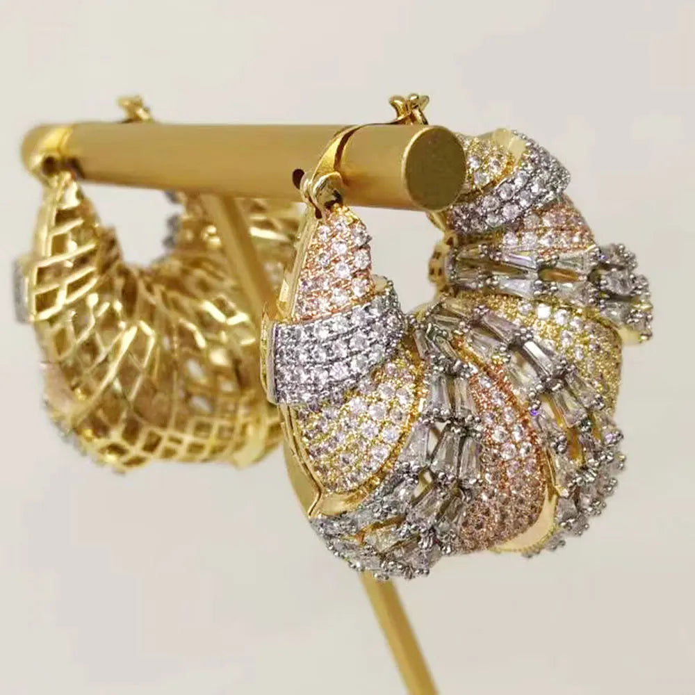 GODKI Luxury Leopard Statement Big Hoop Earrings For Women Wedding Cubic Zircon CZ DUBAI Bridal Round Circle Hoop Earring 2019