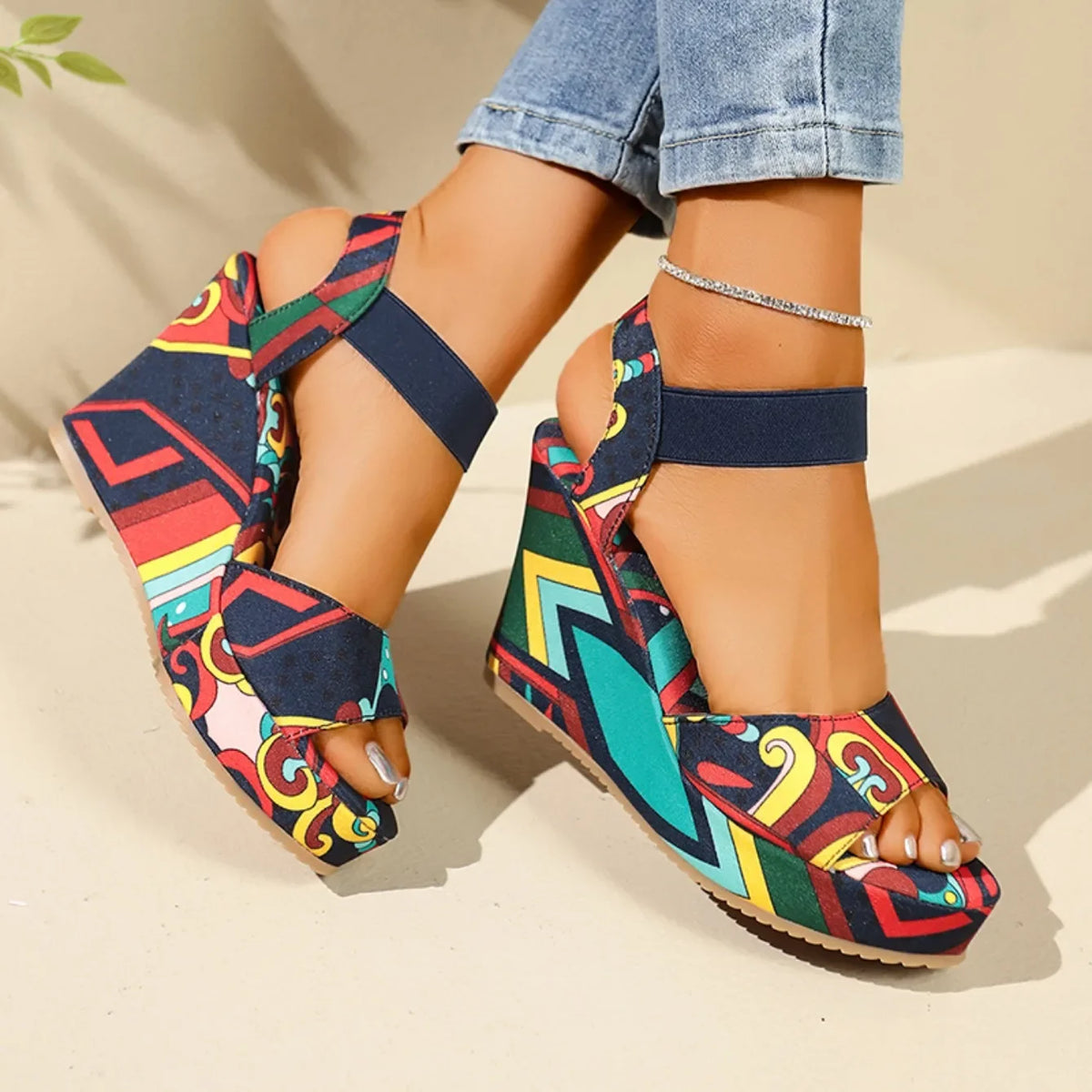 Shoes for Women 2025 New Women Wedge Sandals Retro Ethnic Printing Platform Sandals Ladies Casual Comfortable Outdoor Sandals