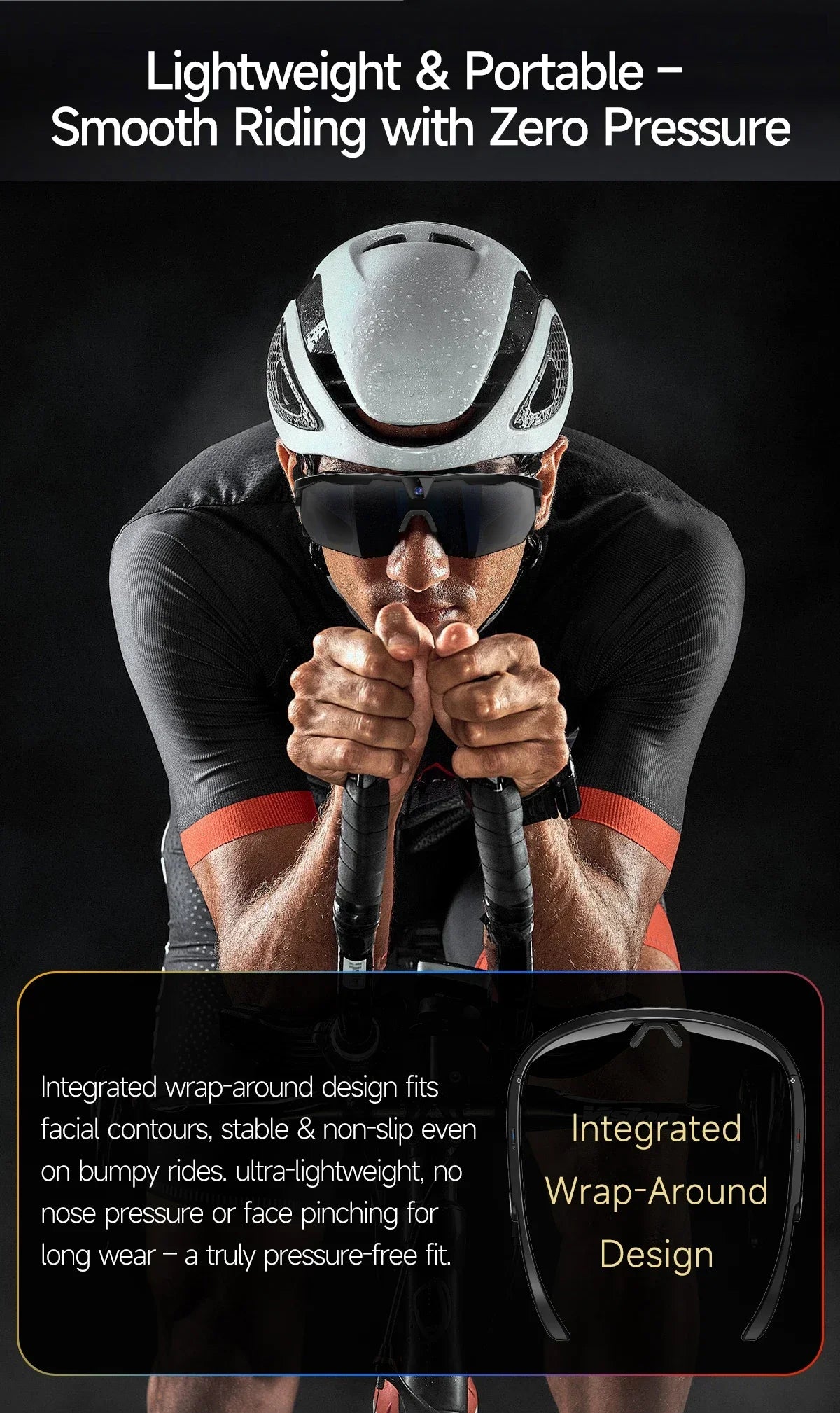 2026 AI Smart Glasses 800W HD Anti-shake Camera IP66 Waterproof AI Voice Wake-up AI Translation Four-in-one Cycling Glasses