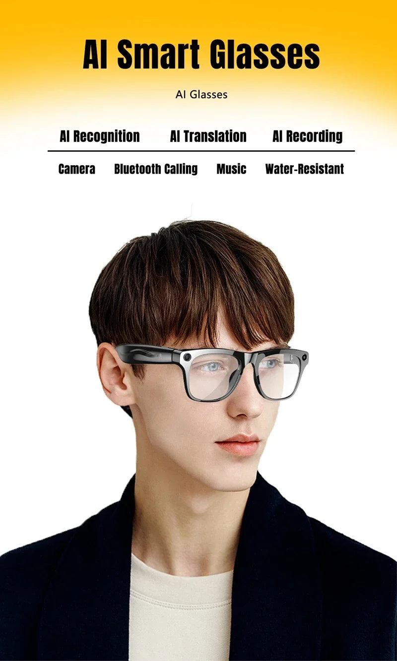 6K HD AI Camera Glasses 800MP Photochromic Multifunctional Smart Glasses Bluetooth Calling Photo Video ChatGPT Music Translation