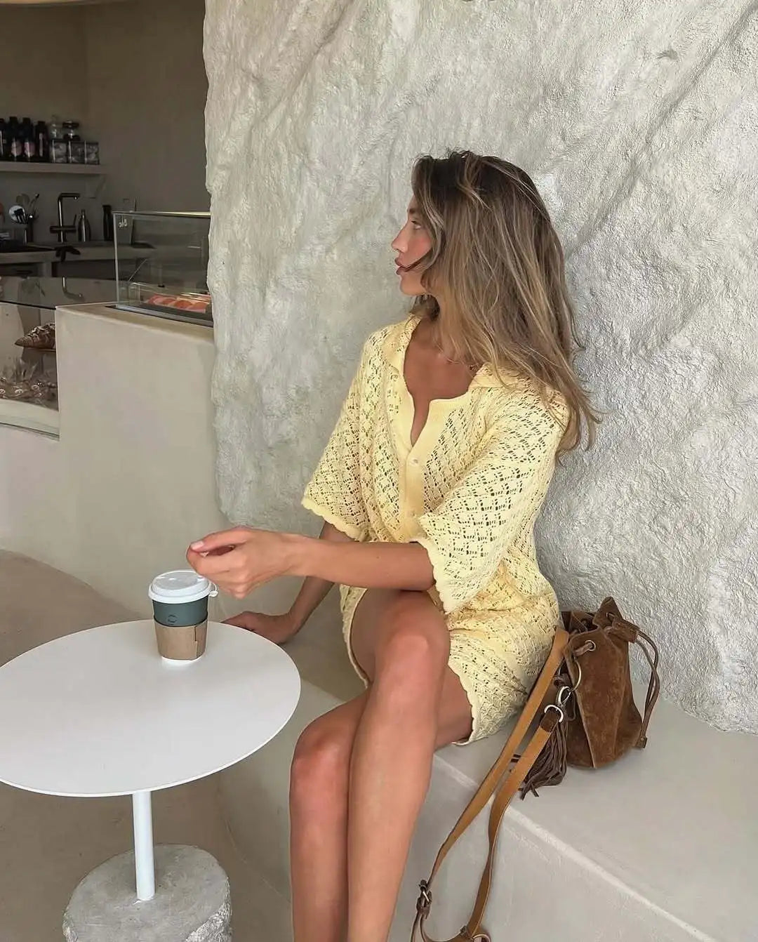 Tuularose Summer Knit Shorts Set New Knit Cardigan Top Casual Shorts Set Beach Vacation Bikini Cover Up Women Shorts Set Outfits
