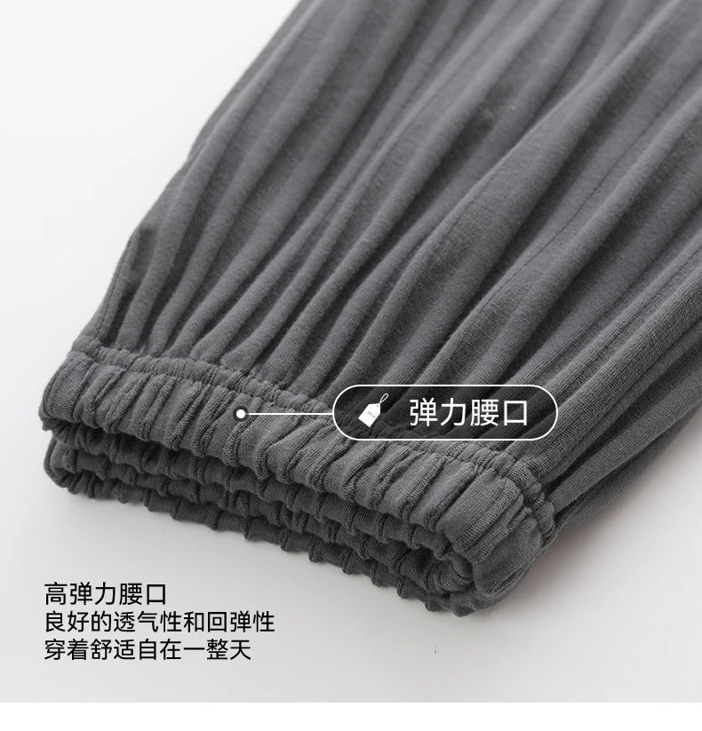 L-5XL Summer Elegant Men Pyjamas Knited Cotton Pajamas Set Long Pant Sleepwear Pyjamas Night Suits Pijamas Plus Size Homewear PJ
