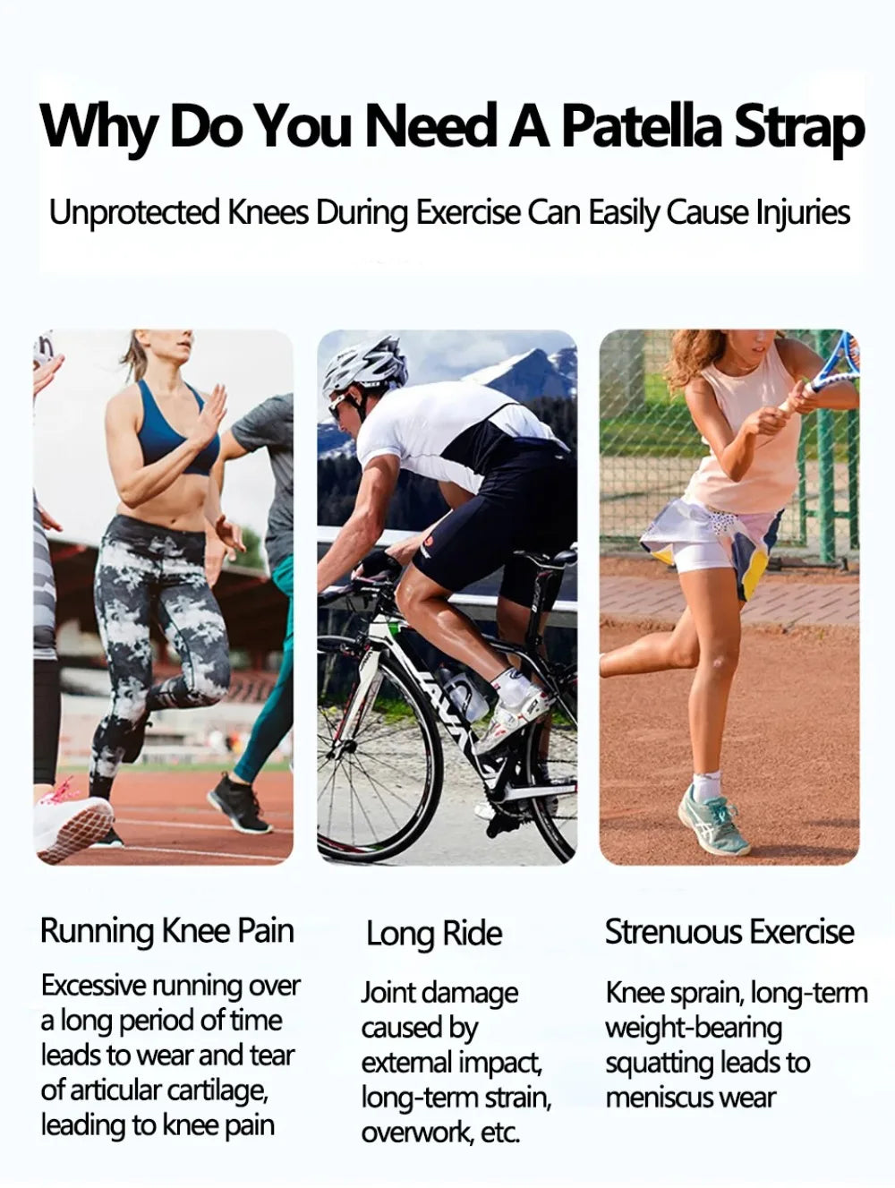 1/2Pcs Adjustable Sports Kneepad Double Patellar Knee Patella Tendon Support Strap Brace Pad ProtectorOpen Knee Wrap Strap Band