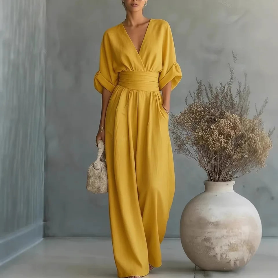 Women’s Elegant Slim Fit V-Neck Jumpsuit 2026