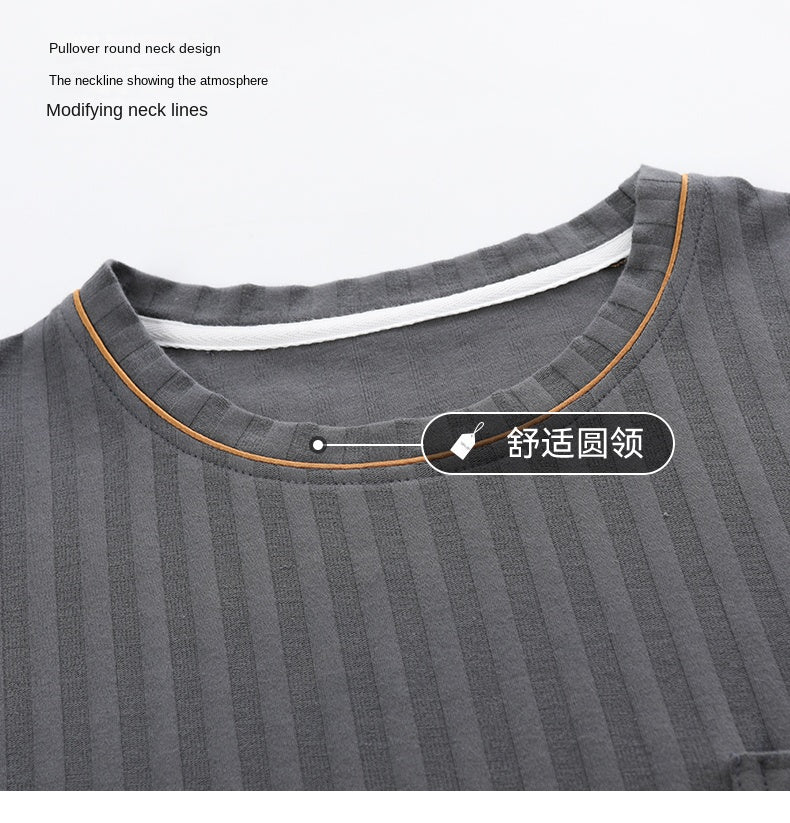L-5XL Summer Elegant Men Pyjamas Knited Cotton Pajamas Set Long Pant Sleepwear Pyjamas Night Suits Pijamas Plus Size Homewear PJ