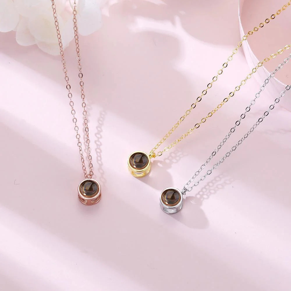 Valentine's Day Gift Photo Custom Projection Necklace Lock Shaped Projection Necklace Lover Family Wife Husband Memory Gift