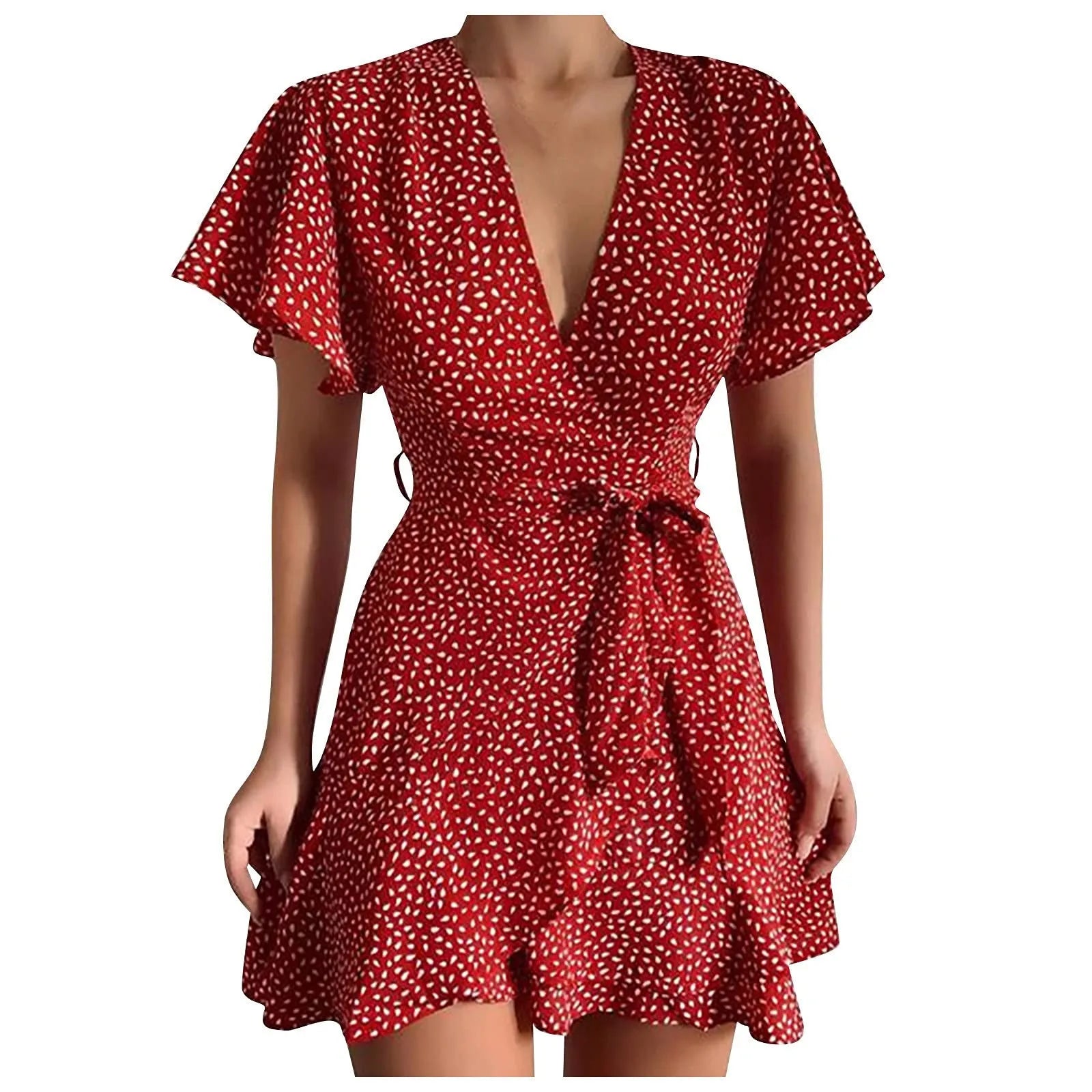 Top Selling  Dresses For Women 2024 Plus Size V Neck Ruffled Waistband Wrapped With Printed Casual Dress Vestidos Para Mujer