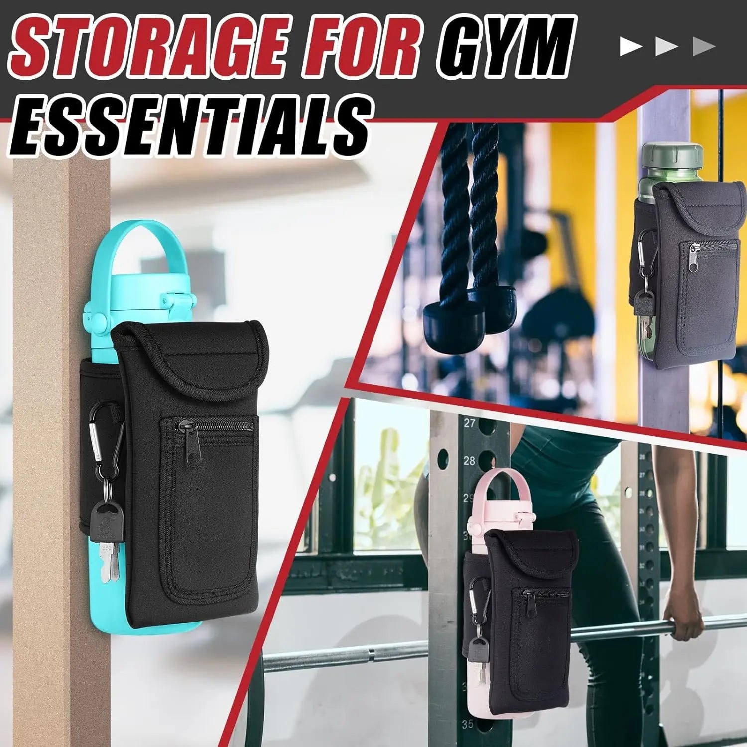 Magnetic Gym Water Bottle Bag Holder Built-in Magnet Easy Attachment to Metal Surface Magnetic Bottle Sleeve Pouch