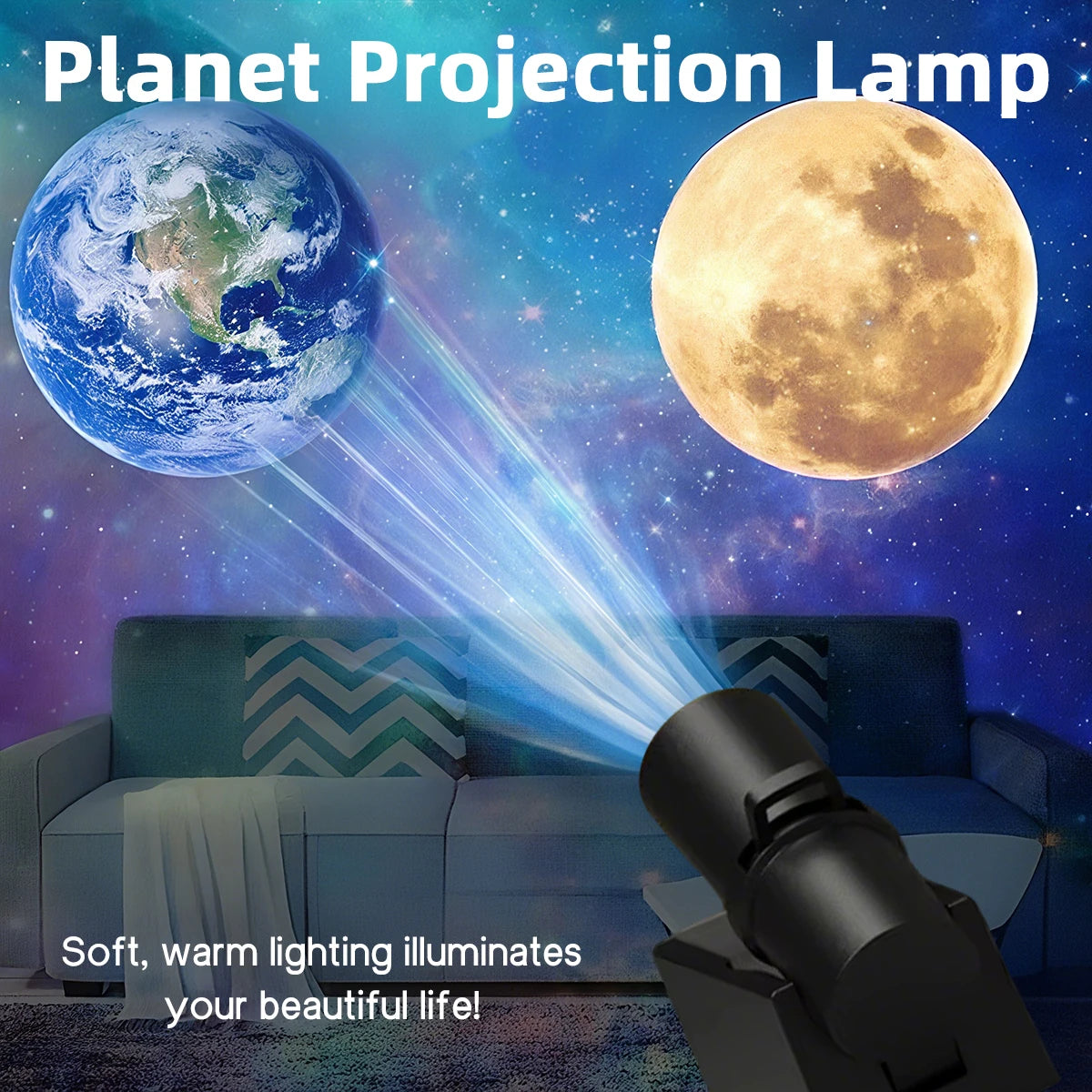 New USB Rechargeable LED Night Light Moon Projection Atmosphere Lamp Bedside Background Wall Decoration Birthday Surprise Gift