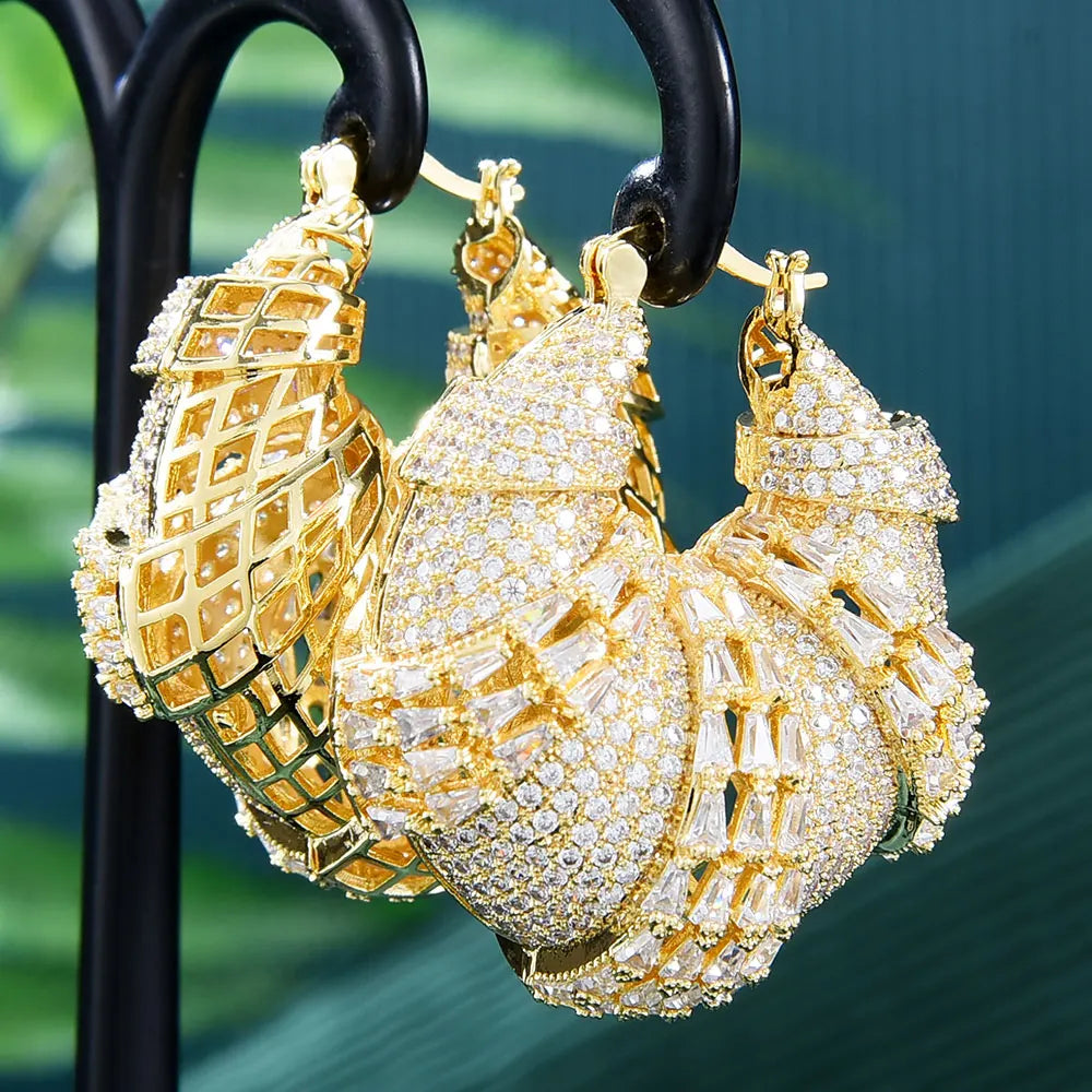 GODKI Luxury Leopard Statement Big Hoop Earrings For Women Wedding Cubic Zircon CZ DUBAI Bridal Round Circle Hoop Earring 2019