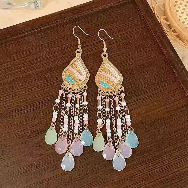 Cute Summer Flower Earrings Handmade Vacation Bohemian Earrings Exaggerated Beach Women Jewelry Party