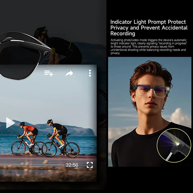 2026 New AI Smart Glasses 8MP HD Camera AI Object Recognition AI Translation 4K ULTRA HD IP66 Waterproof BT Call Smart Glasses