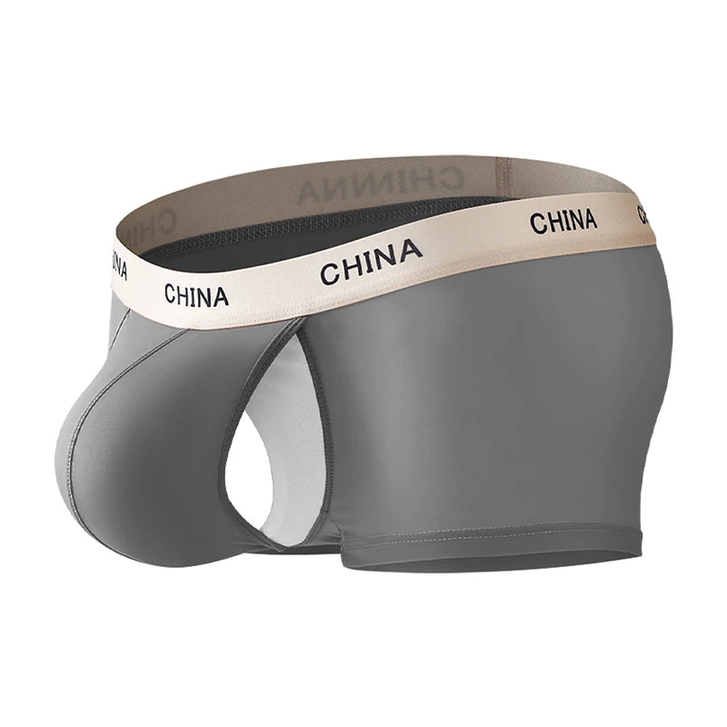 Open Front Underwear Men Sexy Men's Boxer Shorts Panties Breathable Pouch Bulge Underpants Male