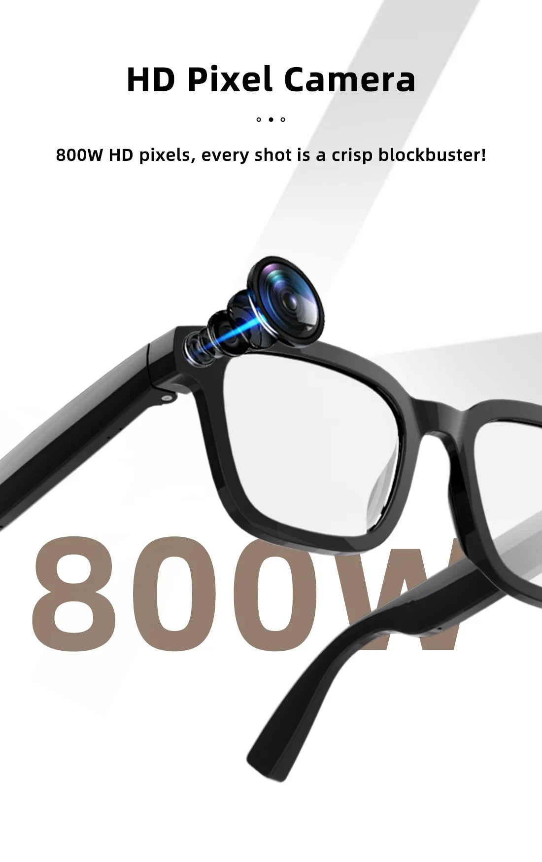 AI Smart Glasses 800W Camera Recording AI Photo Recognition BT Call Real Time Translation Voice Assistan Sunglasses Men Women