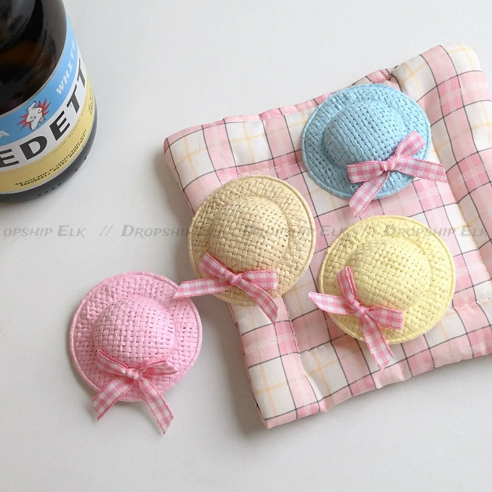 Creative Hair Clips Summer Cute Woven Straw Hat Hairpins for Baby Girl Sweet Kids Barrettes Fashion Hair Accessories пучки волос