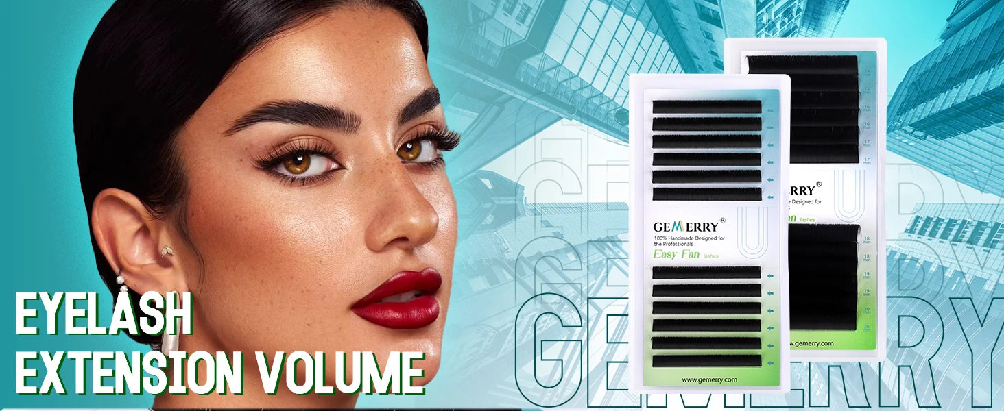 GEMERRY Easy Fan Lashes DIY Volume Faux Mink Mix Length Fast Bloom Russia Long Black Natural Eyelashes Extension Makeup Supplies