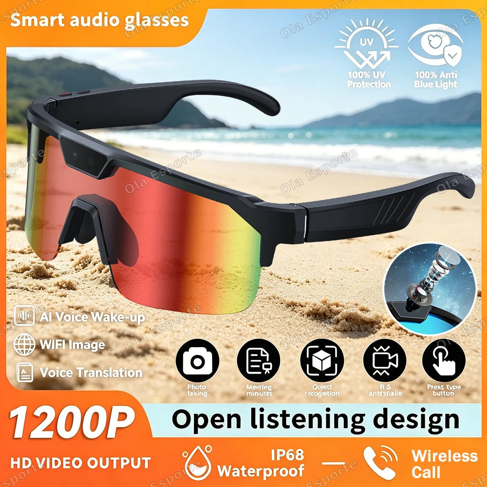 2026 New AI Smart Shooting & Recording Glasses with 800W Camera HD Anti-shake Bicycle Riding Shooting Artifact Windproof Goggles