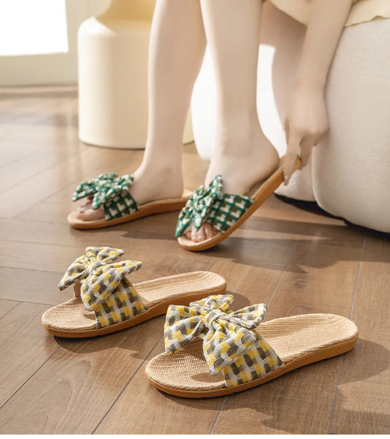 New linen fabric slippers for women perfect for summer suitable for home  indoor use soft sole non-slip. slippers