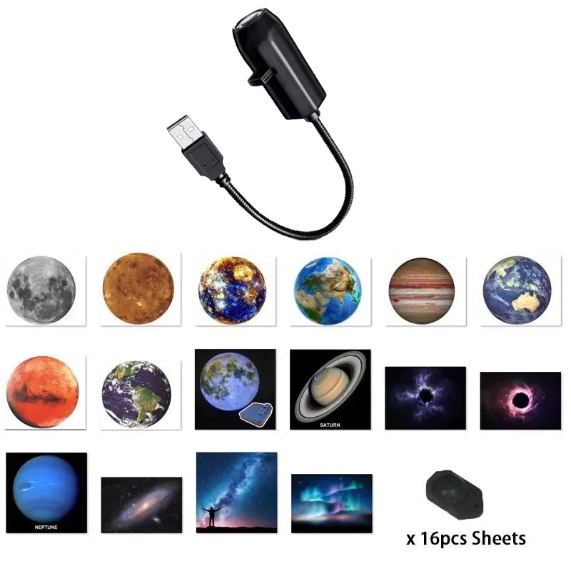 【C】USB Ceiling Moon & Earth Projection Night Light Starry Sky Galaxy Projector - Romantic Bedroom Atmosphere Lamp Easy to Use
