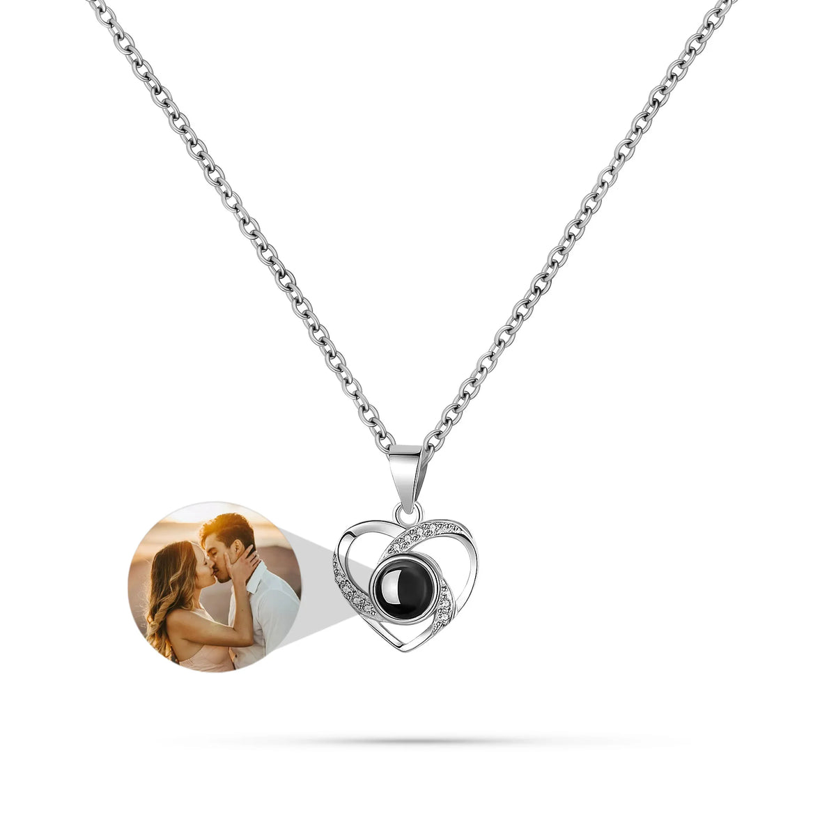 Valentine's Day Gift Photo Custom Projection Necklace Lock Shaped Projection Necklace Lover Family Wife Husband Memory Gift