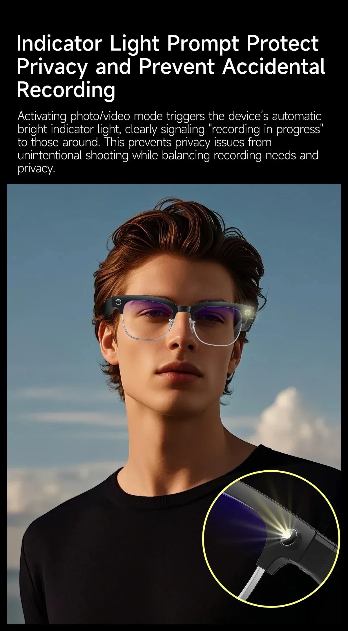 2026 New AI Smart Glasses 8MP HD Camera AI Object Recognition AI Translation 4K ULTRA HD IP66 Waterproof BT Call Smart Glasses