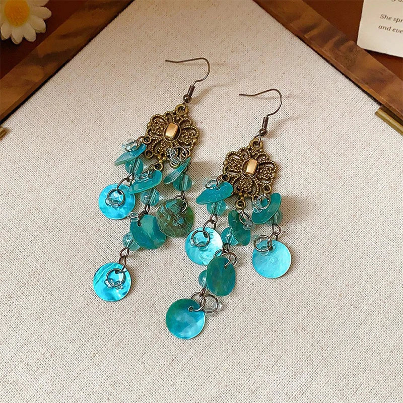 Cute Summer Flower Earrings Handmade Vacation Bohemian Earrings Exaggerated Beach Women Jewelry Party