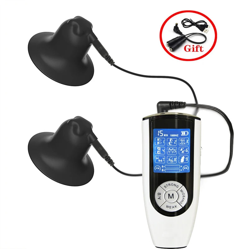 Electric Shock Nipple Sucker Enlarger Nipple Clamp Pussy Pump Clit Clip Vacuum Stimulate Breast Enlarger Sextoy For Women Men SM