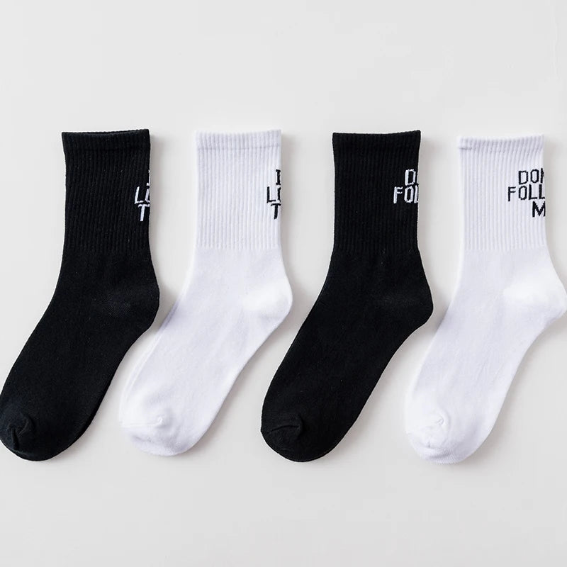 1/2 Pairs Unisex "I'm Lost Too" Letter Printed Cotton Socks Funny Novel Soft Comfortable Sweat Absorbing Breathable Casual Socks