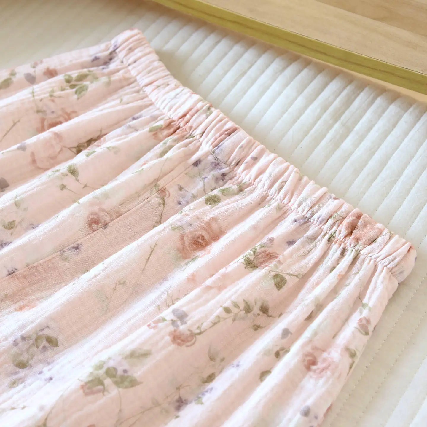 2026 New Women's Spring and Autumn Pajama Set 100% Cotton Crape Cloth Flower Collar Long Sleeve Two Piece Set Large Home Clothes