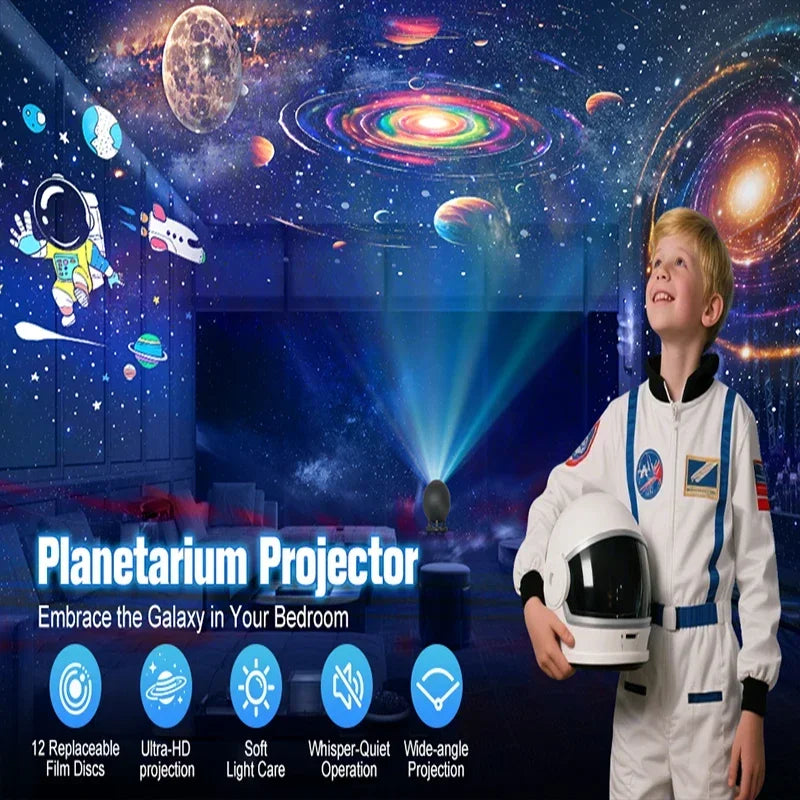 Galaxy Projector, Star Projectors with 12 Space Films For Bedroom Planetarium Night Light Ceiling Nebula Living Game Room Decor