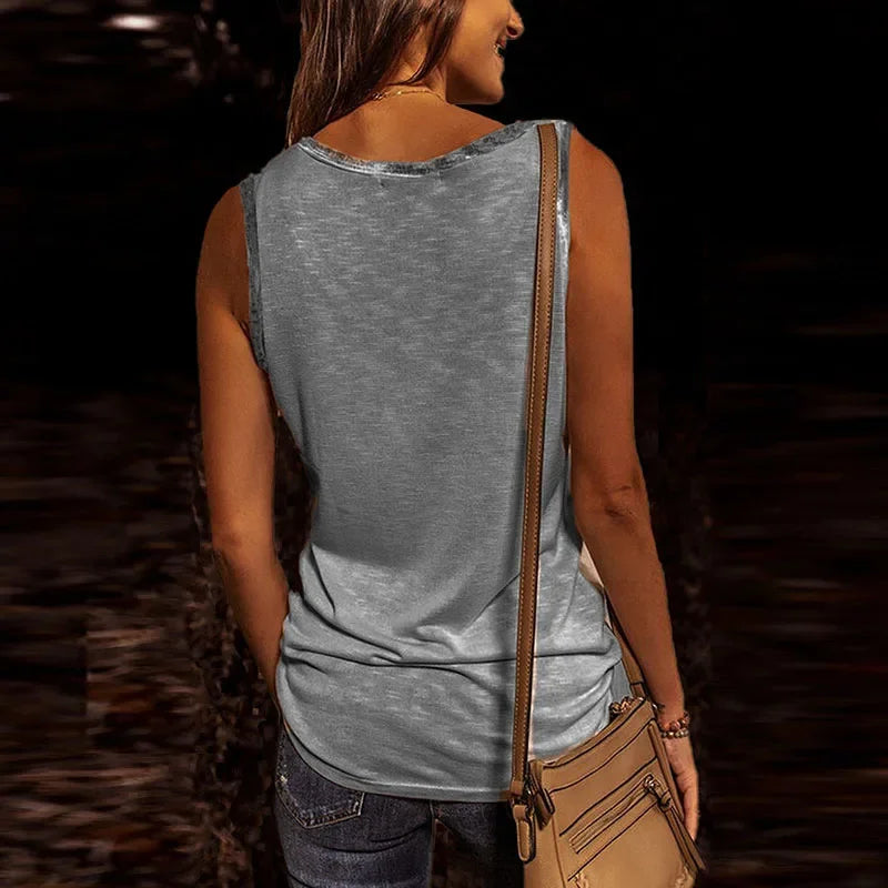 New Summer Contrast Stitching Women Tank Tops O Neck Sleeveless Shirt Women's Top Elegant Clothes Summer Loose Tops Women 2024