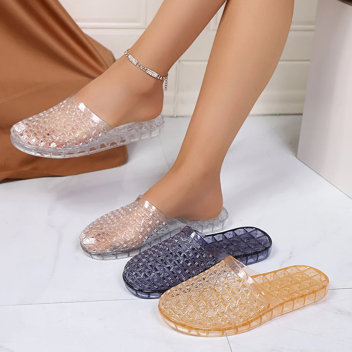 *Fashionable Hot Selling Comfortable Flat Slippers for Women Summer Round Headed Sexy Breathable Non Slip Casual Slippers