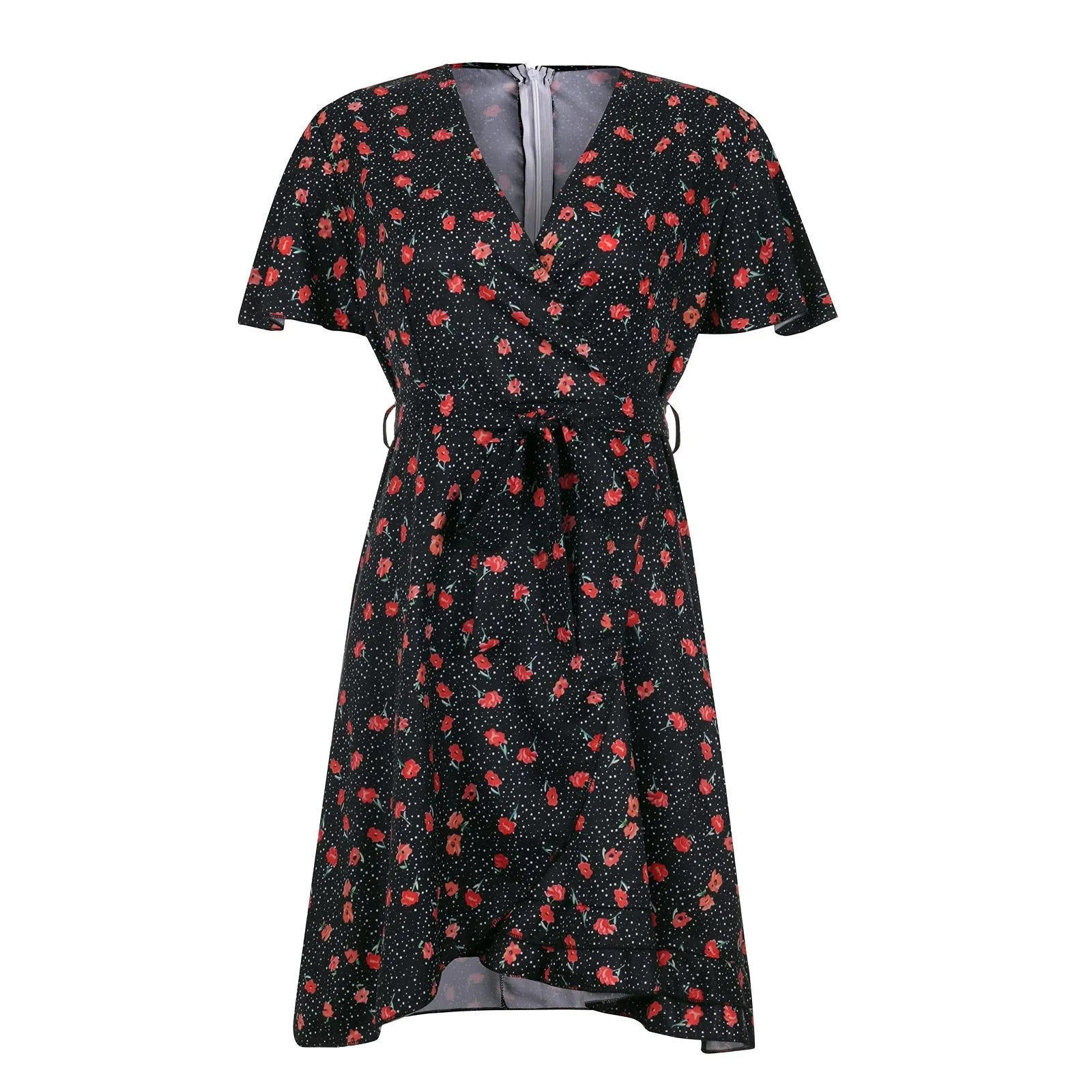 Top Selling  Dresses For Women 2024 Plus Size V Neck Ruffled Waistband Wrapped With Printed Casual Dress Vestidos Para Mujer