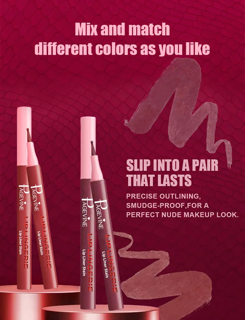 Round Tip Lip Makeup Pencil Natural Color Long Lasting Waterproof Smudge-Proof Smooth Application Lip Liner
