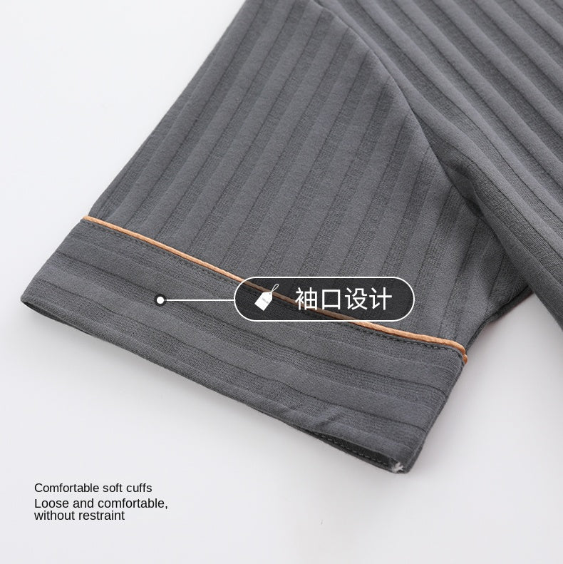 L-5XL Summer Elegant Men Pyjamas Knited Cotton Pajamas Set Long Pant Sleepwear Pyjamas Night Suits Pijamas Plus Size Homewear PJ