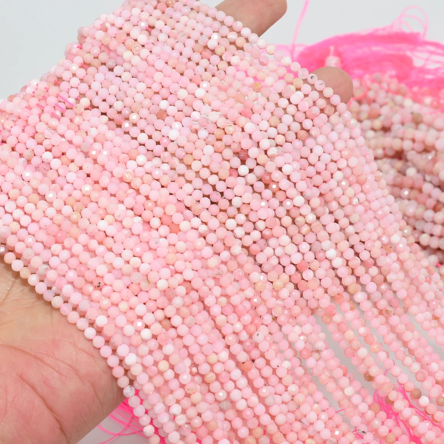Natural Pink Opal Faceted Round Beads 2mm/3.3mm/4.5mm, Stock Of 2mm Changed from 25th July