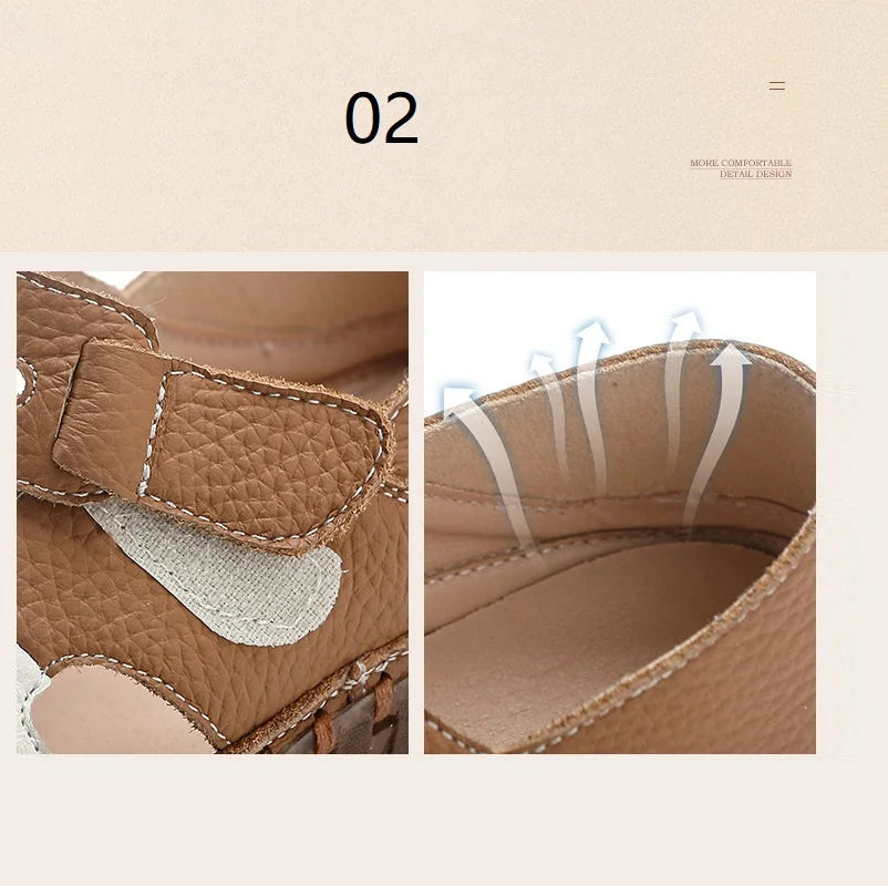 Newest gladiator summer sandals women's big size 43 woman real leather sandals ladies patchwork strap Non-slip flats