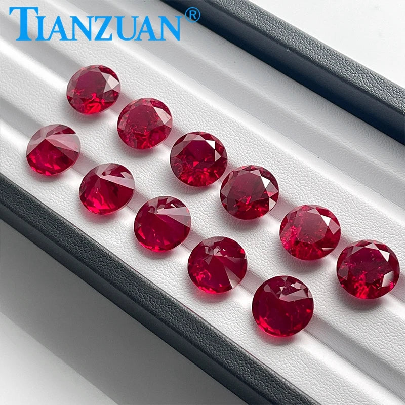 Lab Grown Ruby Round Shape  Red Stone Diamond Cut  with Inculsions Artificial Loose Ruby Stone with AGL Certificate