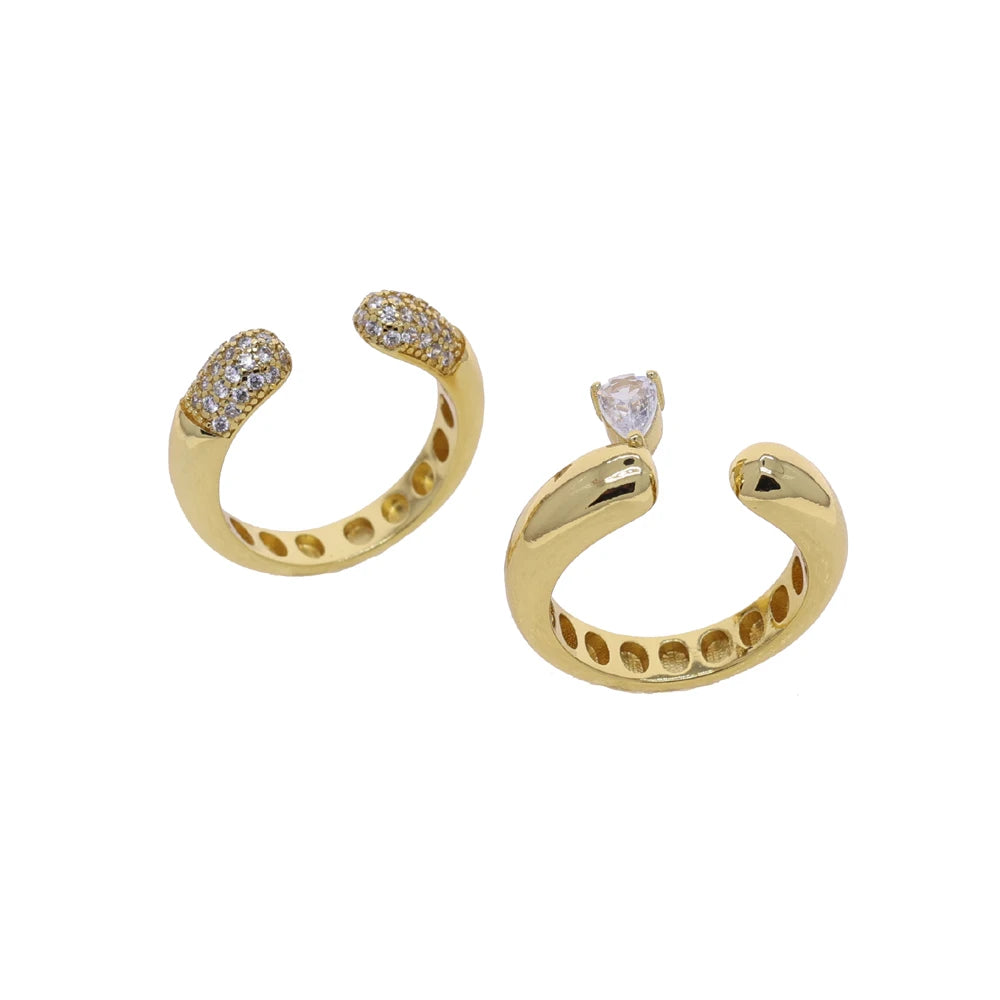 2026 New Arrivals Stacking Open Finger Rings Pave Bling Water Drop Cubic Zirconia For Women Fashion Geometric Jewelry