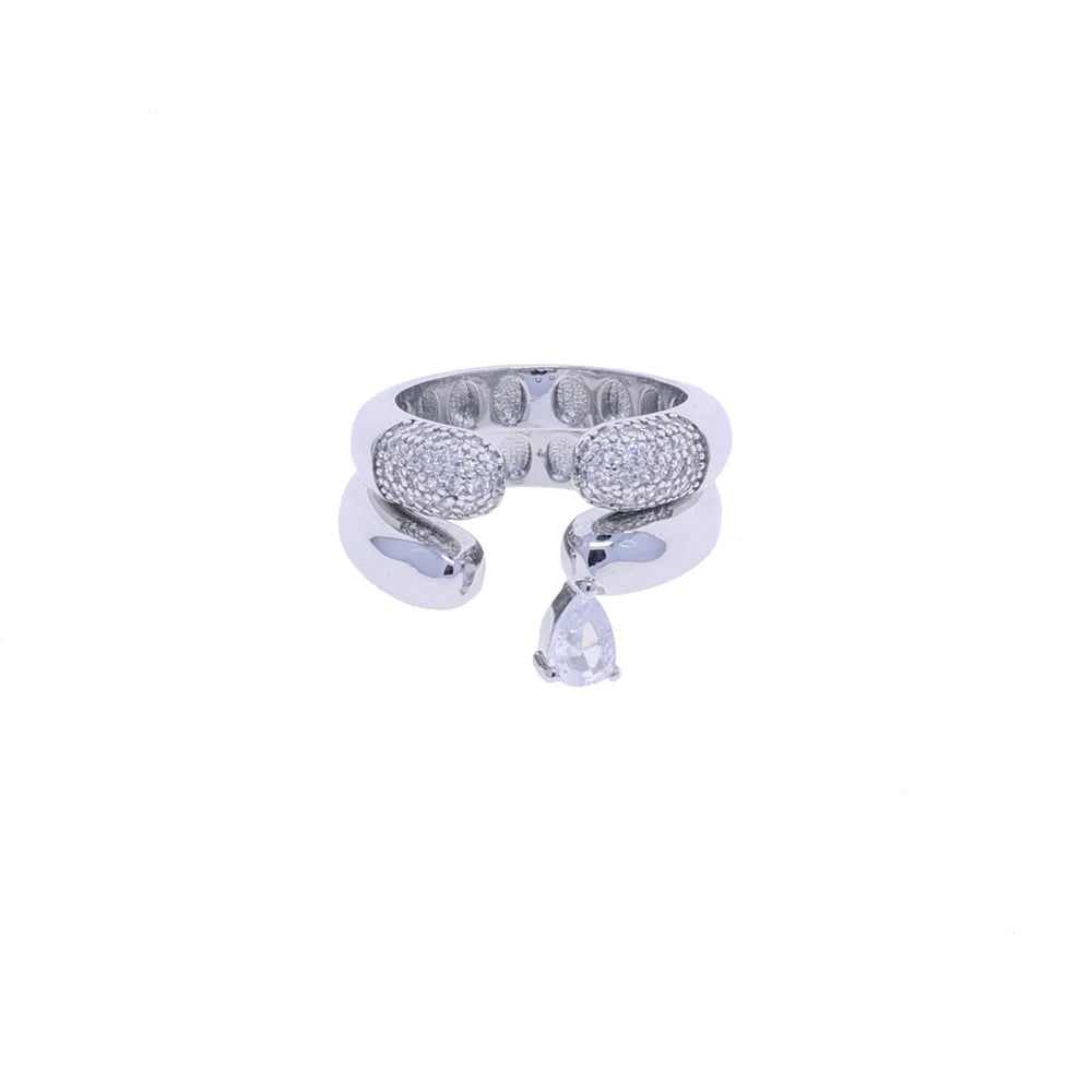 2026 New Arrivals Stacking Open Finger Rings Pave Bling Water Drop Cubic Zirconia For Women Fashion Geometric Jewelry
