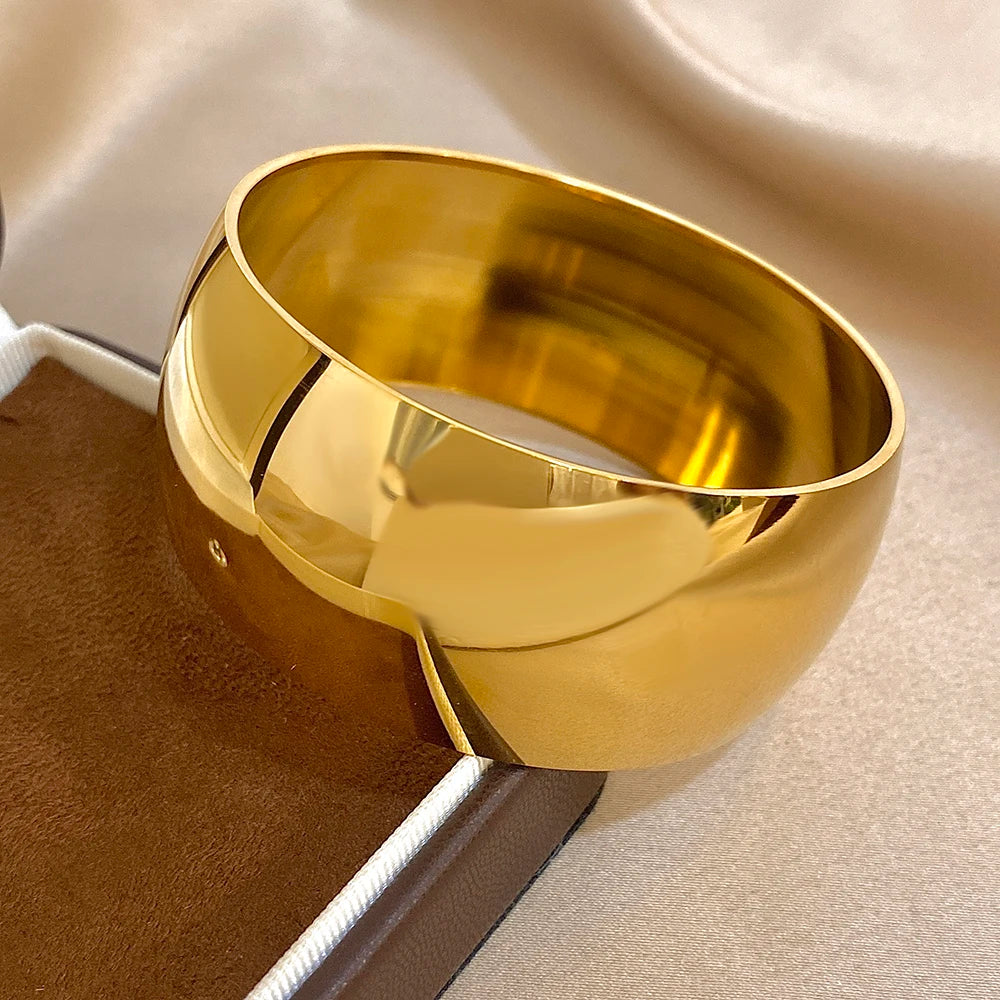 Glossy Gold Bangle Stainless Steel Jewelry
