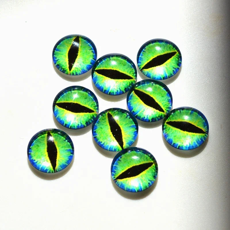 glass eyes cabochons Round 6MM-30MM Round Dome Dragon Eye Dragon Cat Eye Toys DIY Jewelry Accessory MIX Pupil Eye Cameo