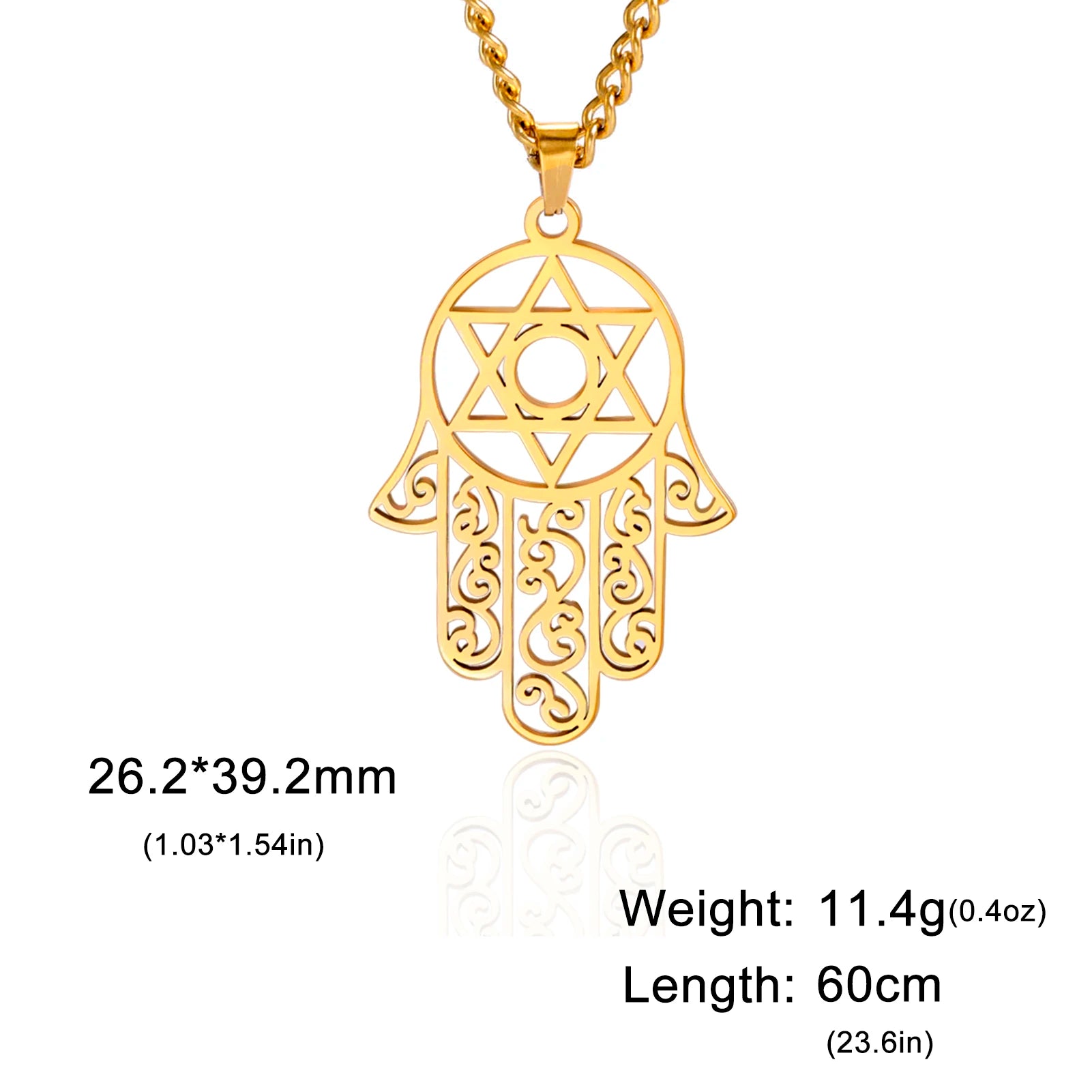 VASSAGO Hexagram Hamsa Hand Pendants Necklace for Men Magen David Necklace Hamsa Hand of Fatima Necklace Islam Arab Jewish Jewel