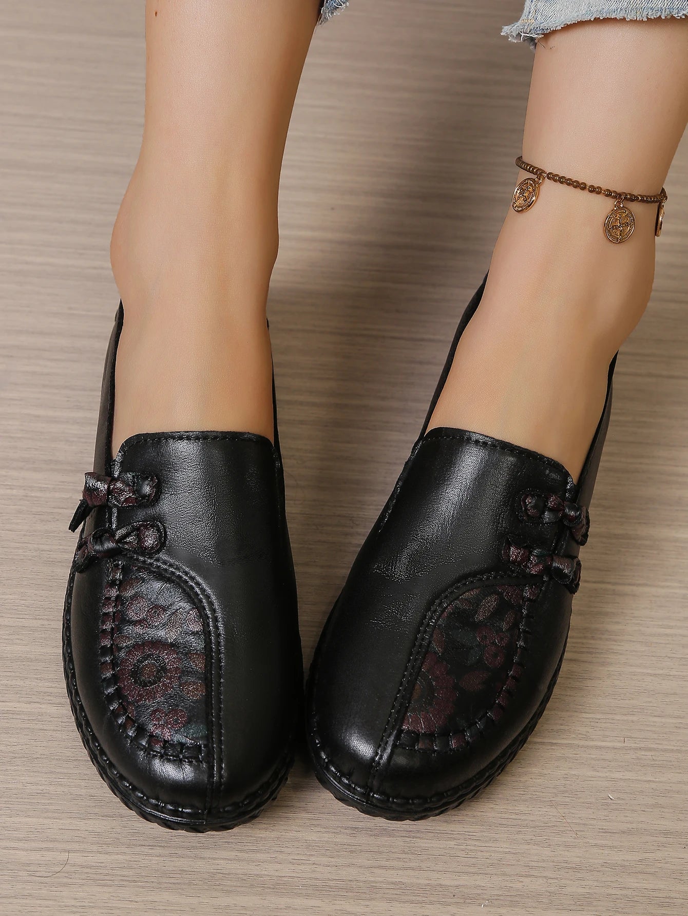 Women's shoes, mom's casual shoes, leather flat shoes, best-selling, elegant and comfortable loafers, free shipping shoes