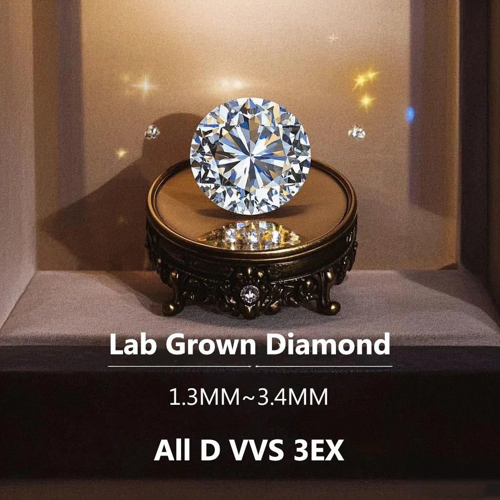 100% Real D Color VVS 3EX Lab Grown Diamond 1.3mm~3.4mm Without Certificate Loose Diamonds Diy For Jewllery Super White Pure