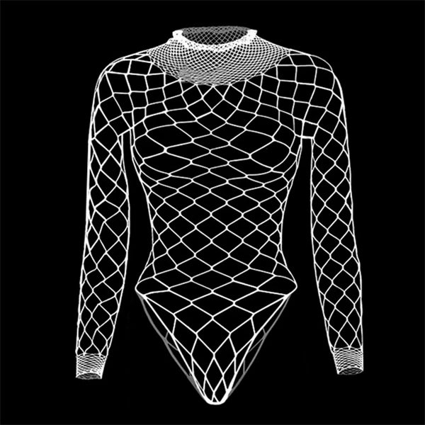 Black Lace Bodysuit Tops For Women Off-Shoulder Hollow Out Mesh Sheer Body Top Female Hot Backless Nightclub Lingerie Top